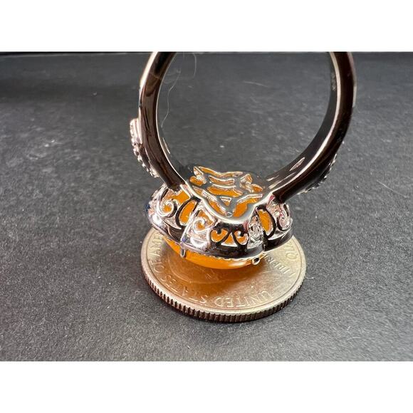 NEW Yellow Jade cherry blossom ring in sterling silver size 9 - Picture 6 of 10